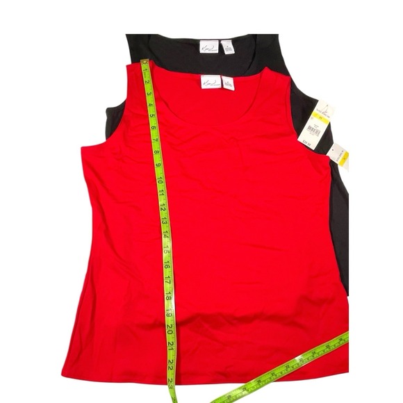 NEW 2 Pack Kim Rogers Medium Sleeveless Tank Top Red/Black Lightweight Classic - Picture 4 of 5